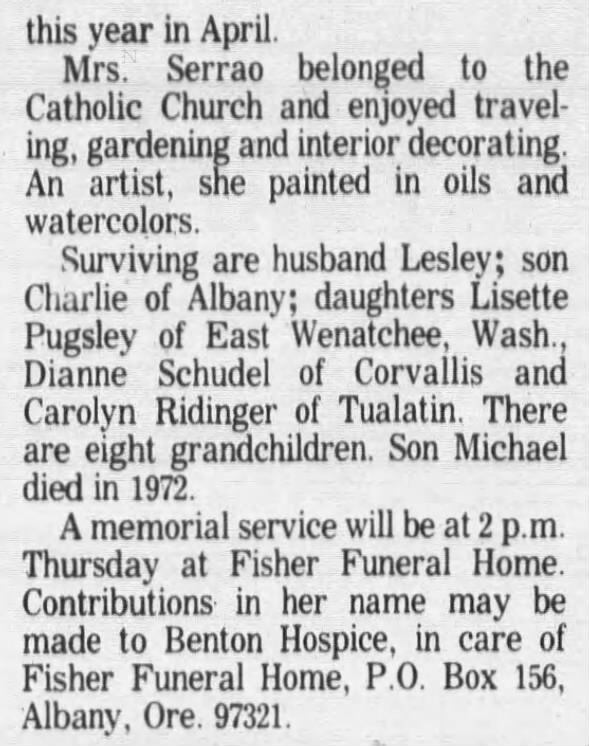 section 2 of Virginia Fern Small's obituary